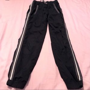 Athletic Works Black Track Pants with Sporty Stripe Accent Drawstring Wa…